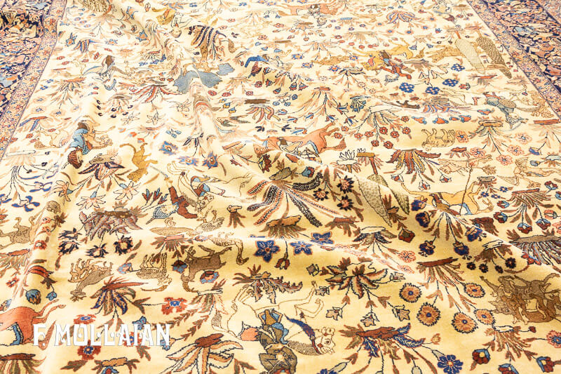 Tapis Tabriz au Motif de Chasse n°:31628658