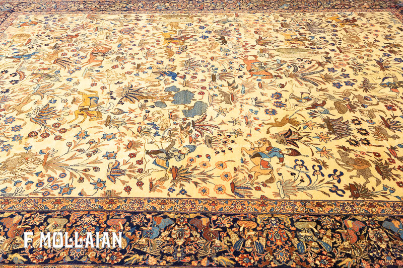 Tapis Tabriz au Motif de Chasse n°:31628658