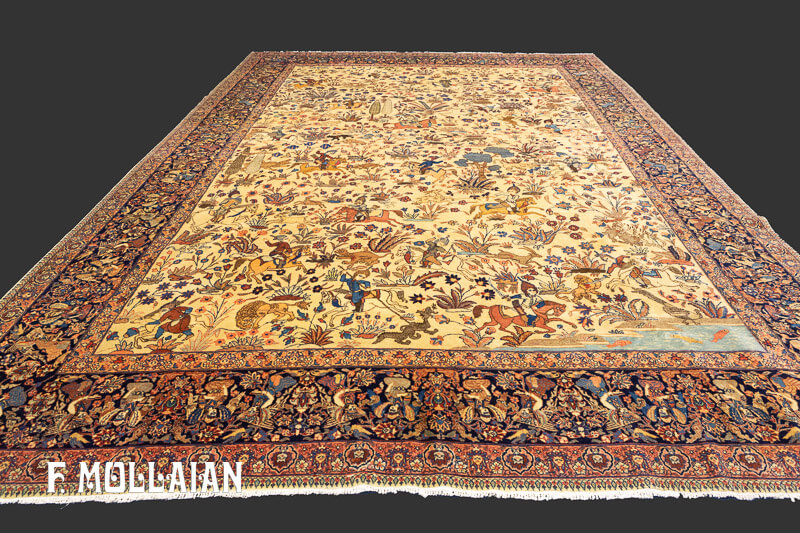 Tapis Tabriz au Motif de Chasse n°:31628658