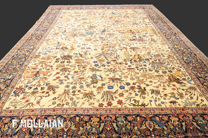 Tapis Tabriz au Motif de Chasse n°:31628658