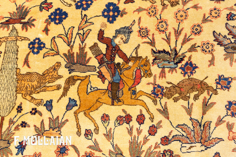 Tapis Tabriz au Motif de Chasse n°:31628658