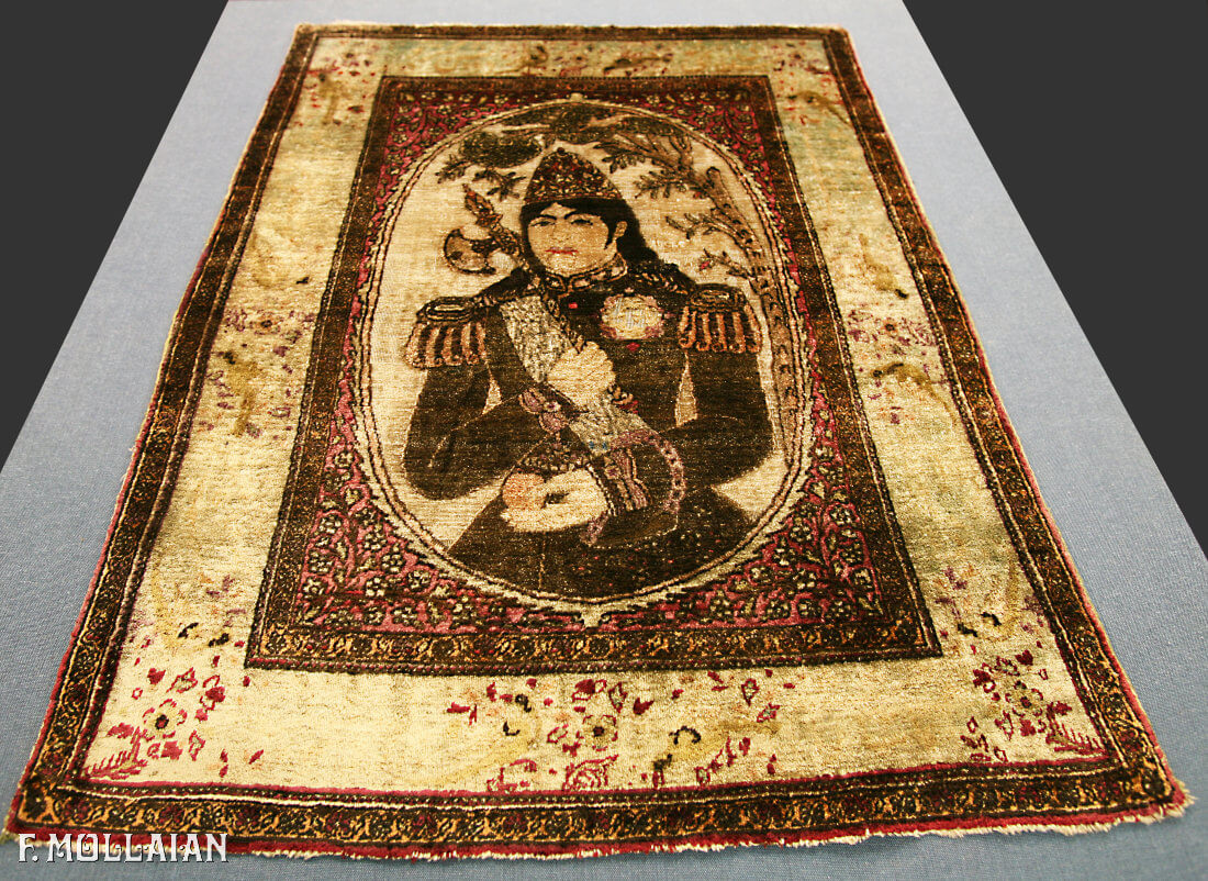 Tappeto Figurativo Persiano Antico Kashan Mohtasham Seta n°:42377755
