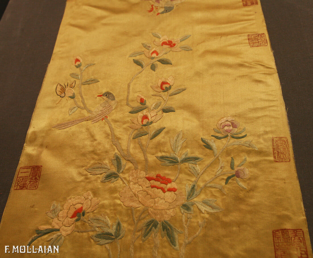 Textile Chinois Antique Soie n°:46165785