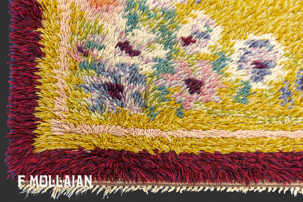 Yellowish Vintage Rya Swedish Rug n°:11692802