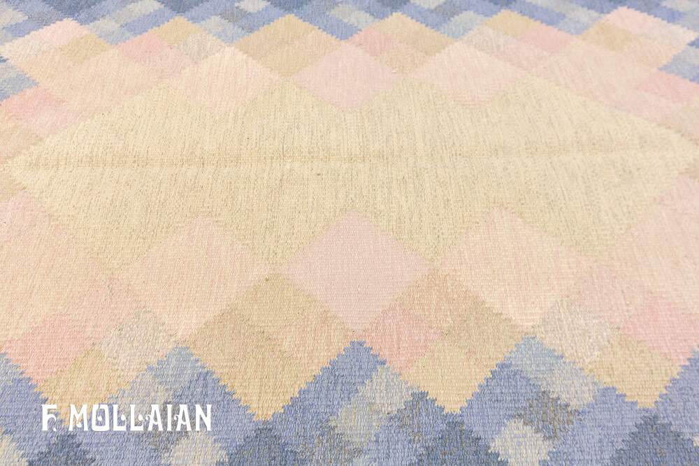 Semi Antique Swedish Signed Kilim n°:13189608