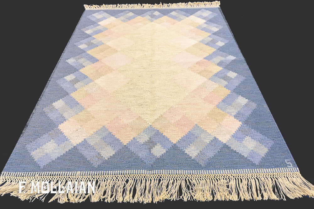 Semi Antique Swedish Signed Kilim n°:13189608