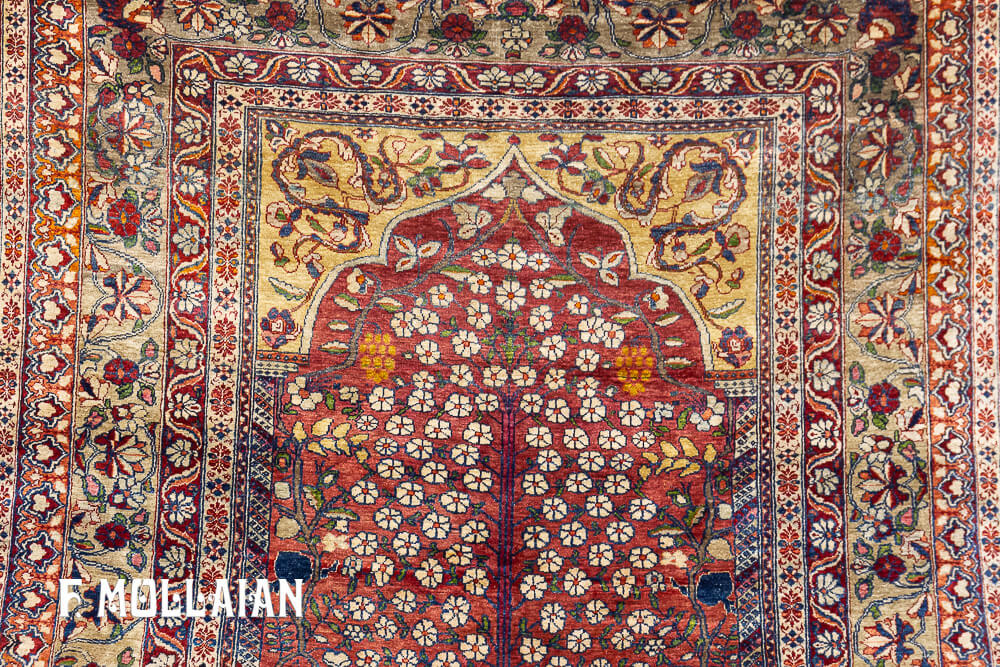 Persian Kerman Silk Antique Prayer Design Rug n°:25446477