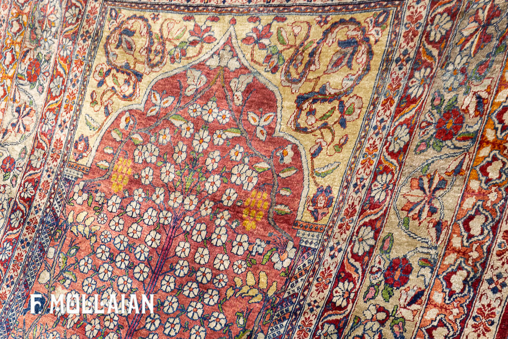 Persian Kerman Silk Antique Prayer Design Rug n°:25446477