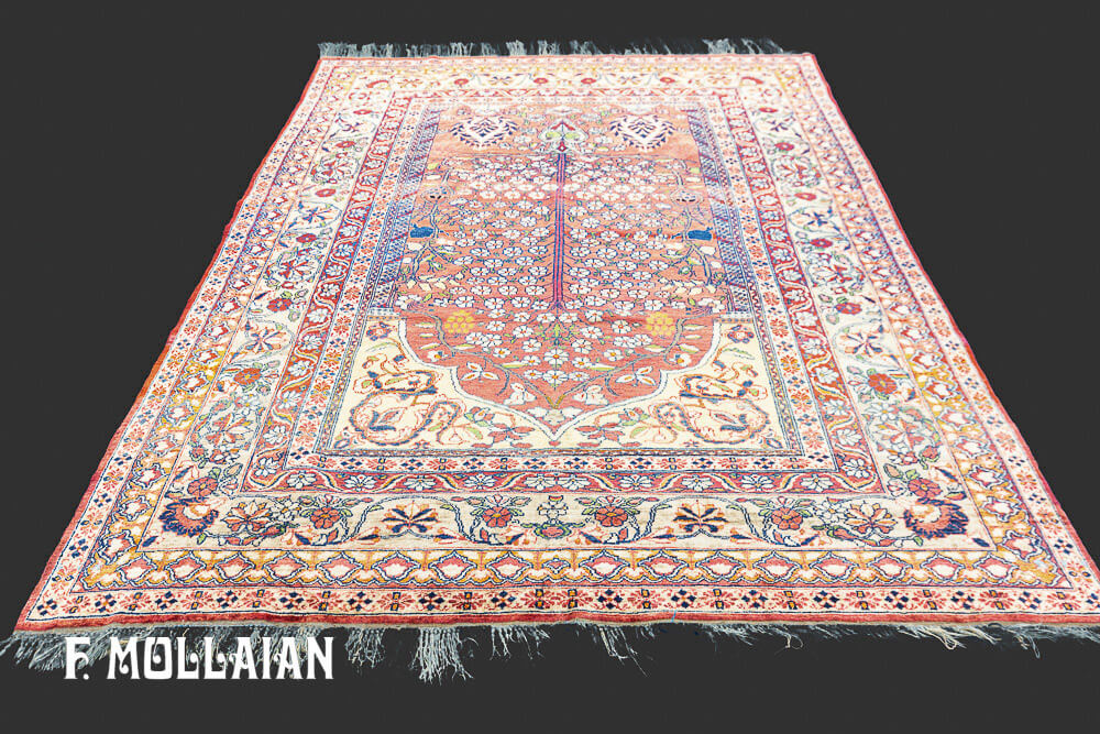 Persian Kerman Silk Antique Prayer Design Rug n°:25446477