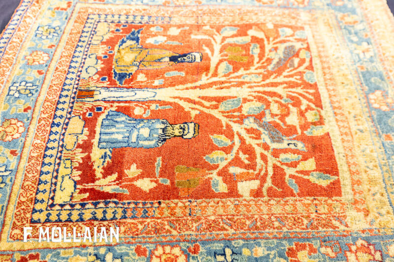 Small Antique Persian Kashan Mohtasham Rug n°:34851096