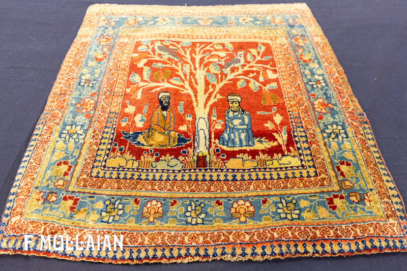 Small Antique Persian Kashan Mohtasham Rug n°:34851096