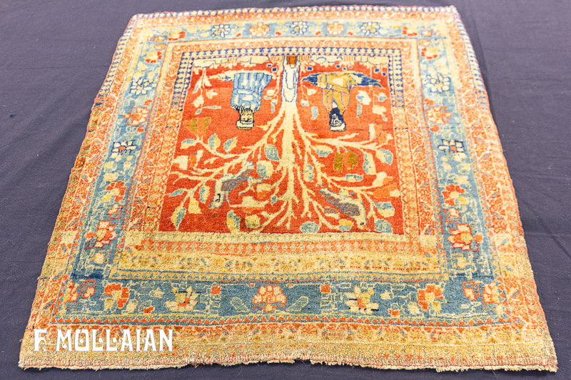 Small Antique Persian Kashan Mohtasham Rug n°:34851096