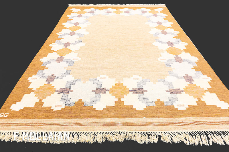 Semi Antique Swedish Kilim Signed GG n°:53513949