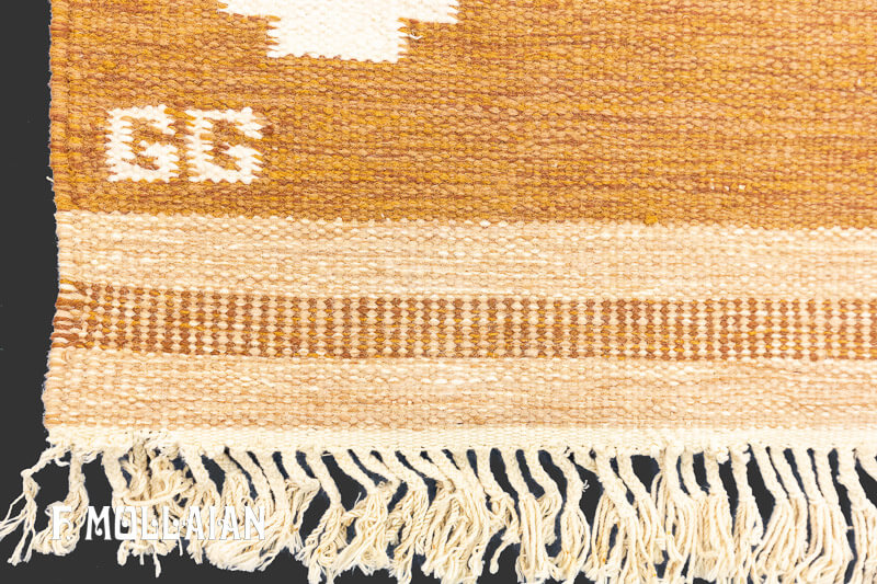 Semi Antique Swedish Kilim Signed GG n°:53513949
