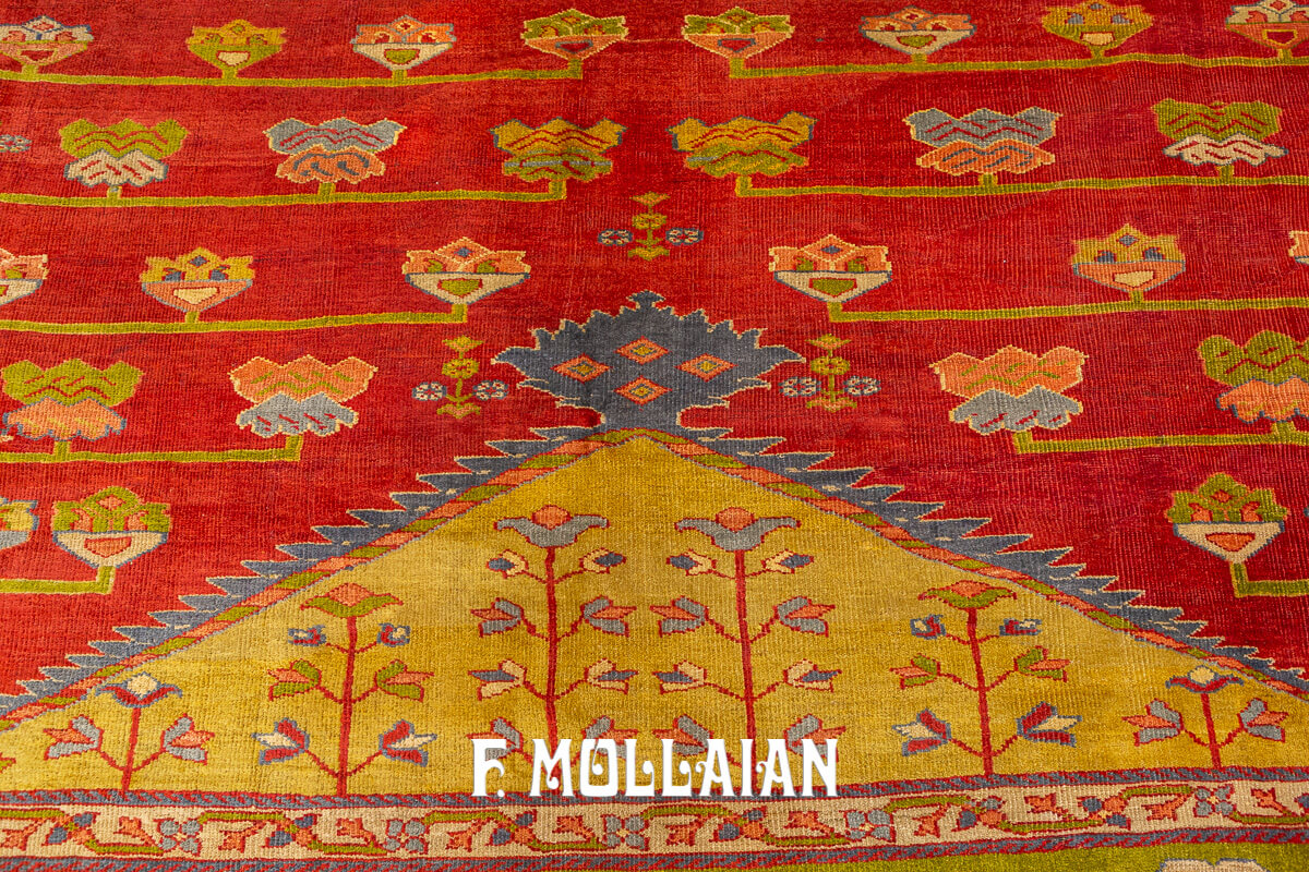 Mahal Zigler Carpet with Rare Open-Field Prayer Design and Green Wool n°:54329528