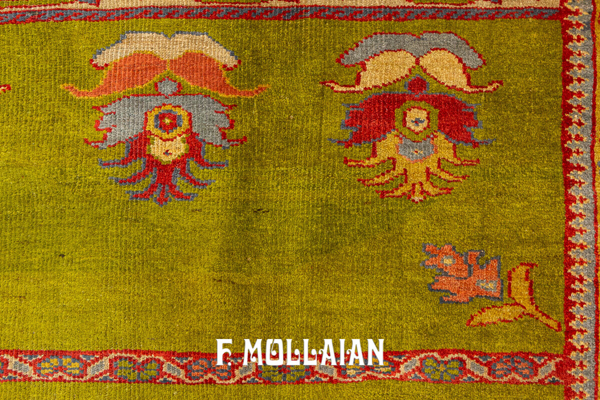 Mahal Zigler Carpet with Rare Open-Field Prayer Design and Green Wool n°:54329528