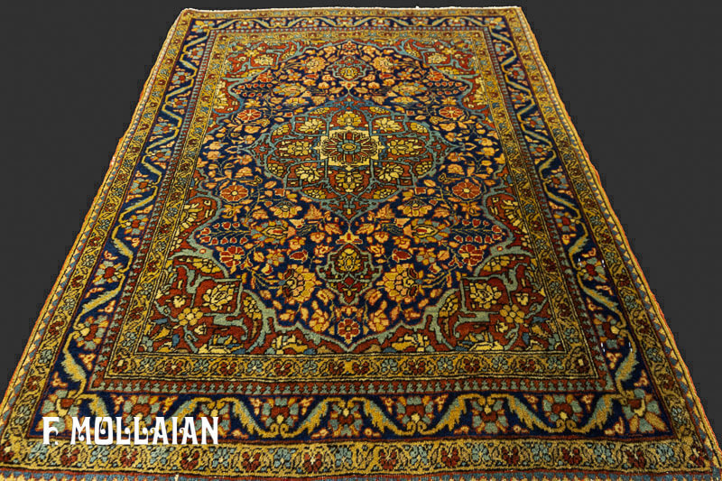 Small Antique Persian Kashan Mohtasham Rug n°:68347589