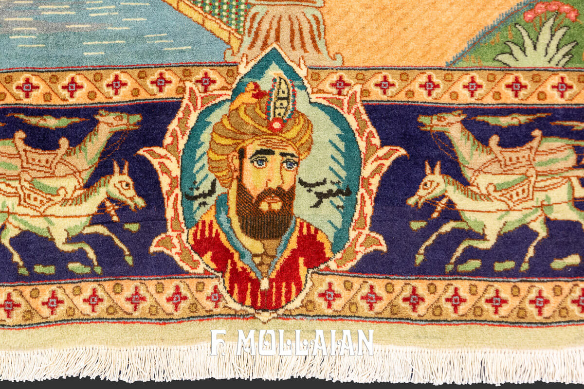 An old Figurative Persian Tabriz Rug n°:712565