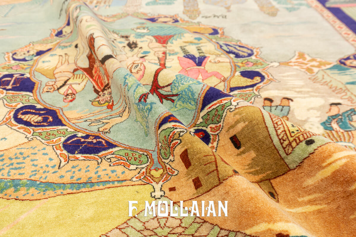 An old Figurative Persian Tabriz Rug n°:712565