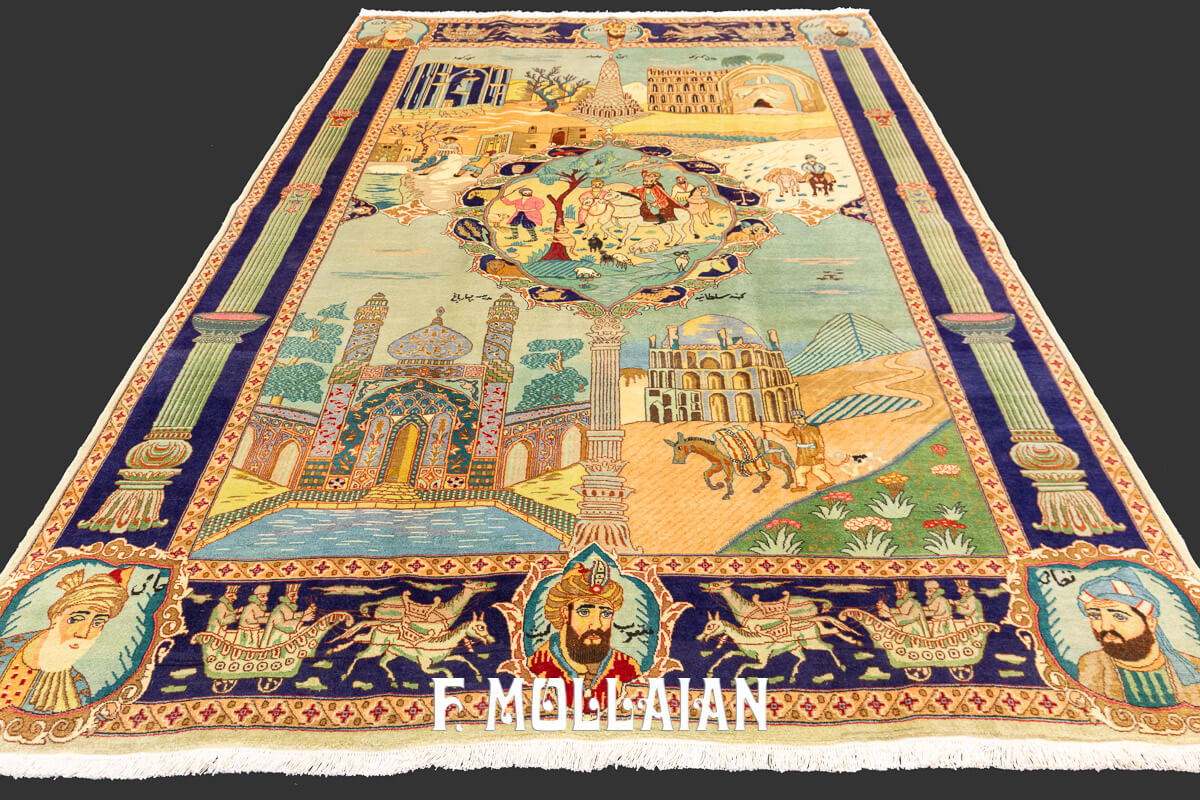 An old Figurative Persian Tabriz Rug n°:712565