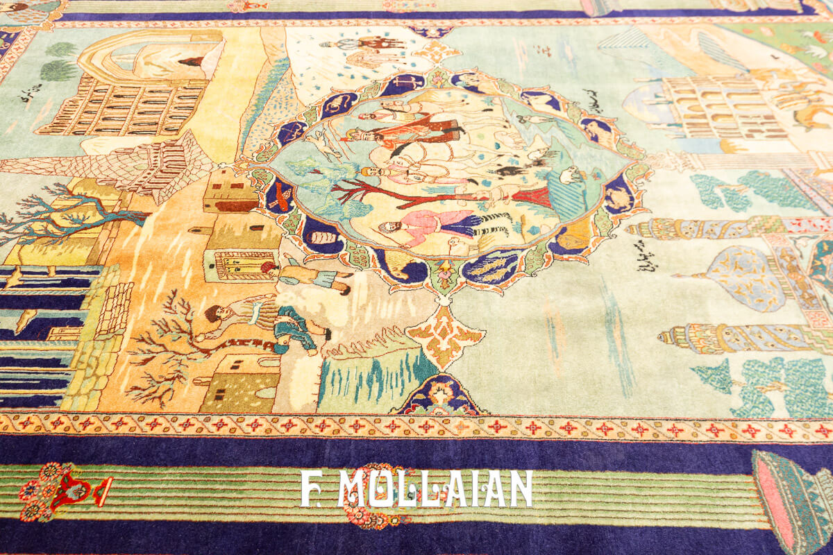 An old Figurative Persian Tabriz Rug n°:712565