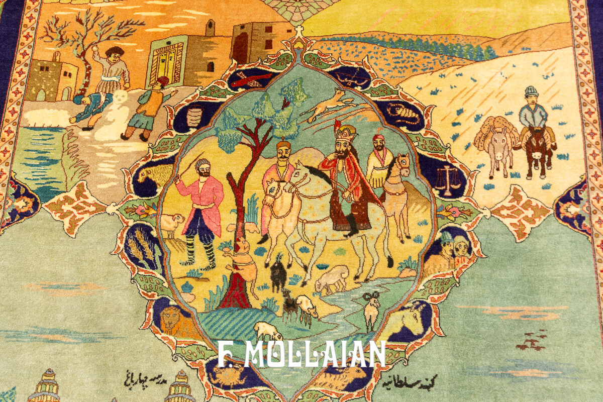 An old Figurative Persian Tabriz Rug n°:712565