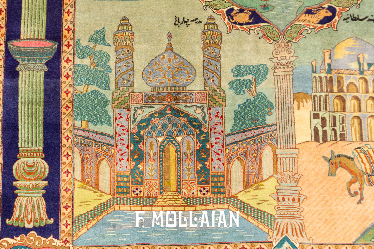 An old Figurative Persian Tabriz Rug n°:712565