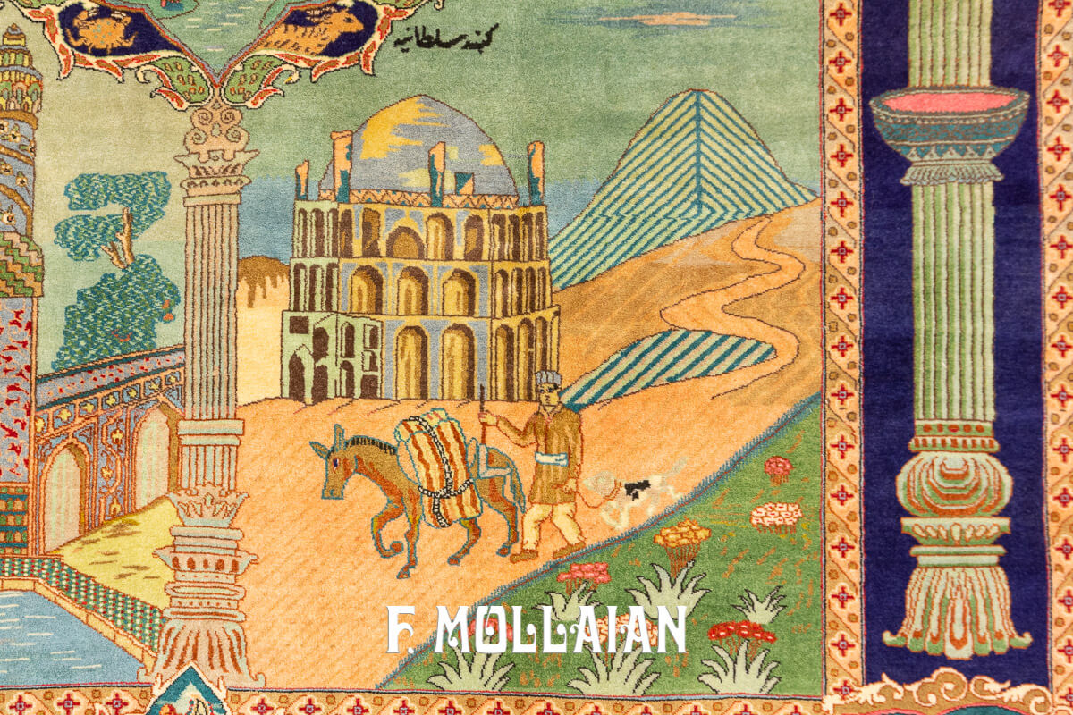 An old Figurative Persian Tabriz Rug n°:712565