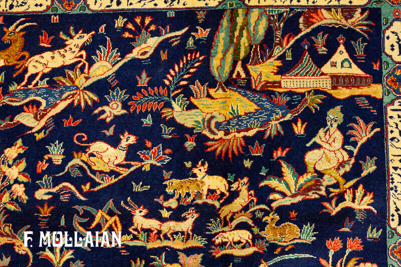 Persian Kashan Kurk Rug Part Silk n°:78515436