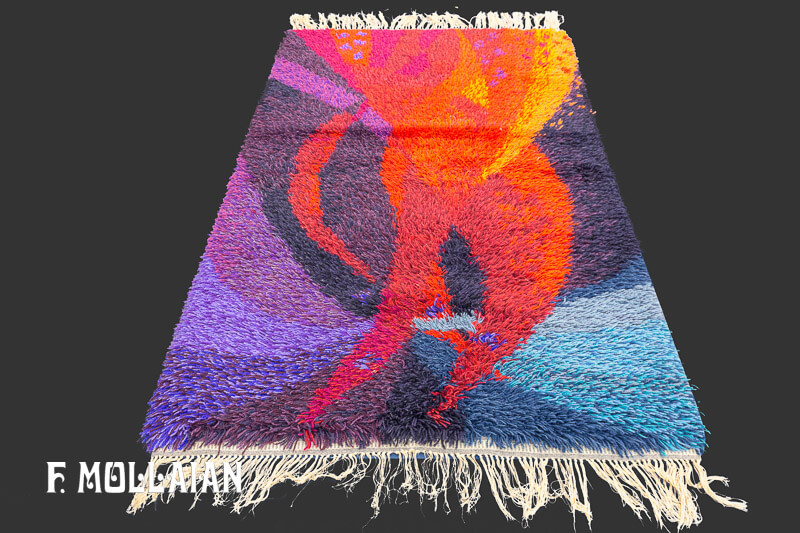 Vintage Swedish Rya Rug signed E.F.G.3 n°:78526621
