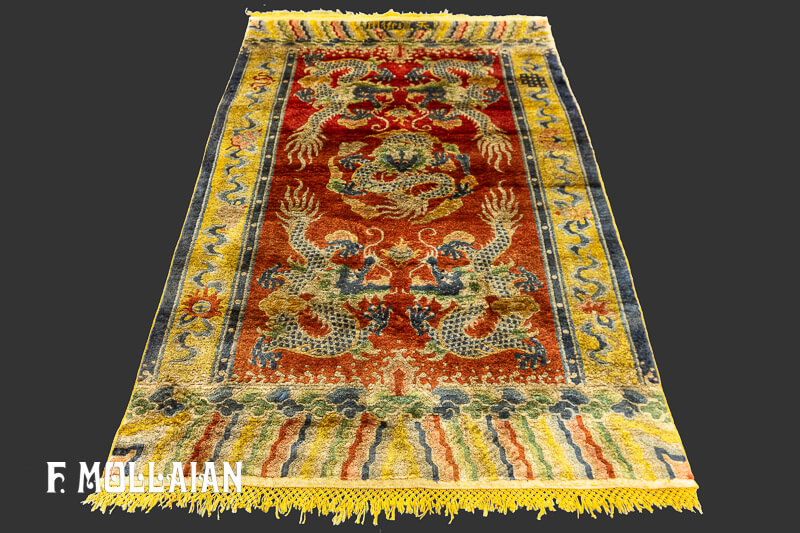 Antique Chinese Signed Silk Rug with Metal Thread n°:78623990