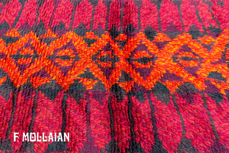 Tapis Rya Suédois Vintage Rouge n°:90215146