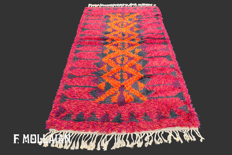 Tapis Rya Suédois Vintage Rouge n°:90215146
