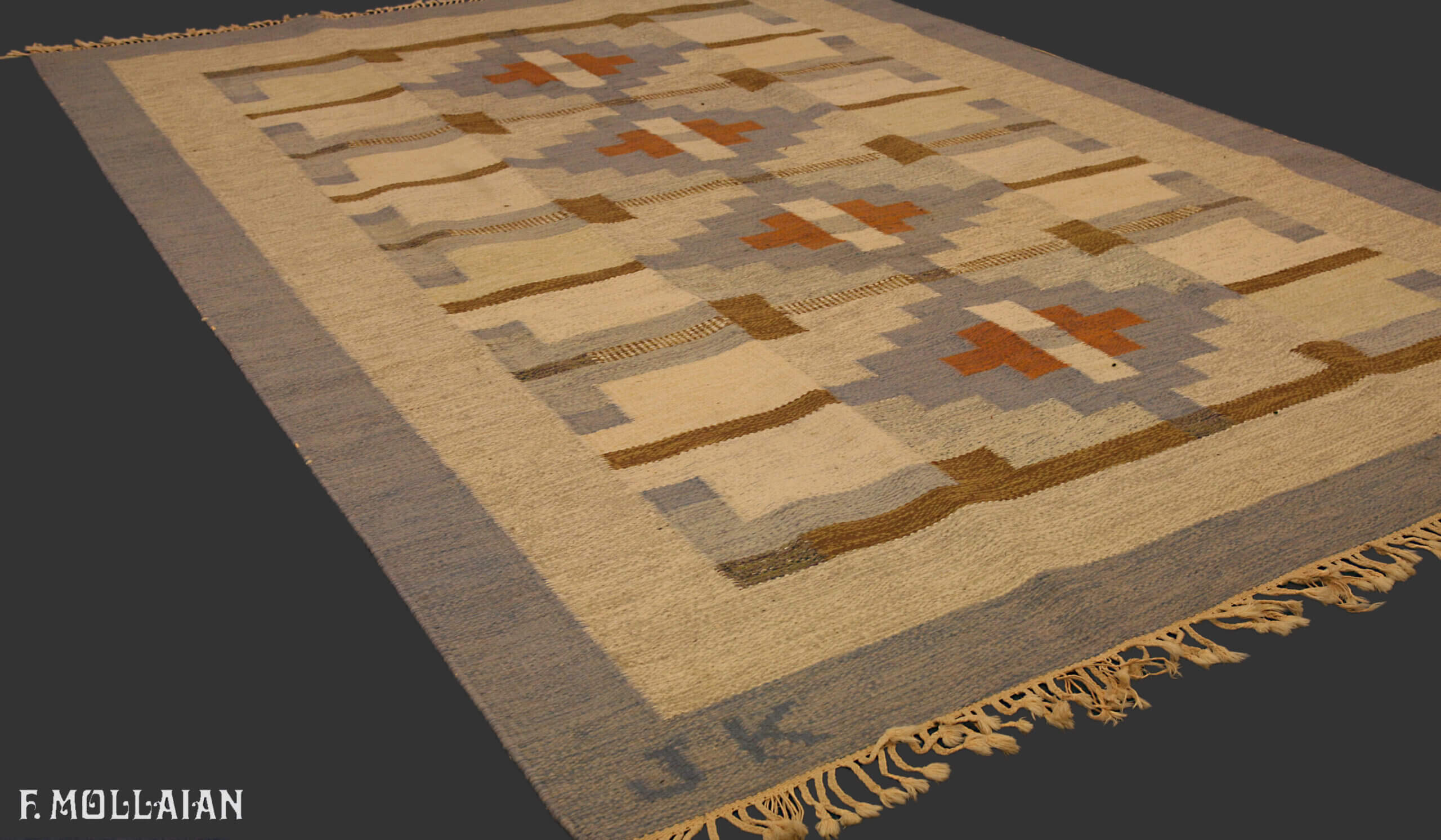 Semi-Antique Suédois Kilim n°:94349980