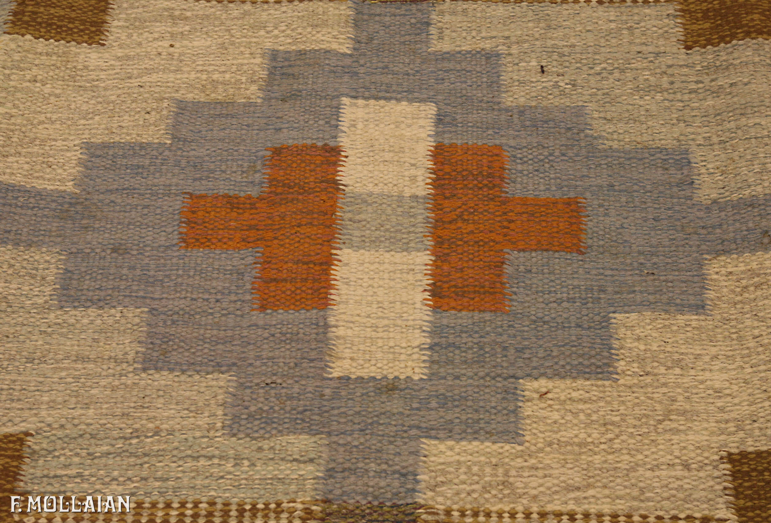 Semi-Antique Suédois Kilim n°:94349980