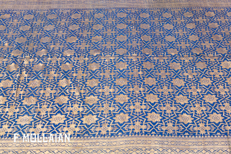 Textile Antique Soie Indien Antique avec Fil Métal n°:95805336