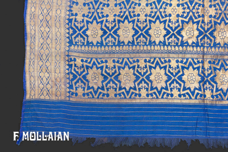 Textile Antique Soie Indien Antique avec Fil Métal n°:95805336