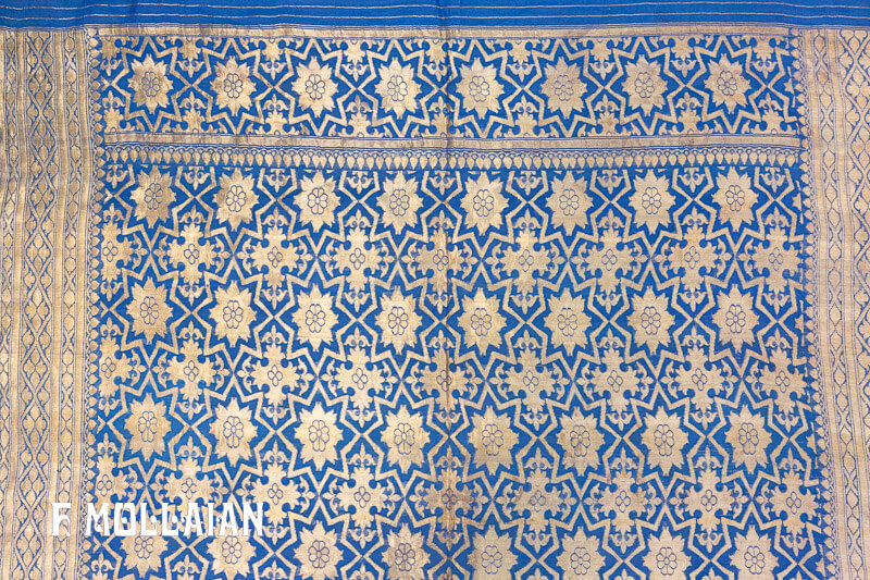 Textile Antique Soie Indien Antique avec Fil Métal n°:95805336