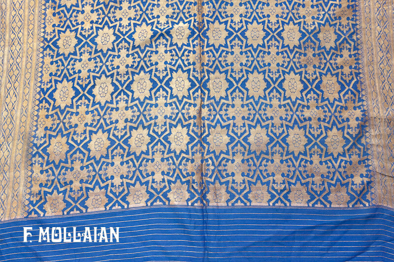 Textile Antique Soie Indien Antique avec Fil Métal n°:95805336