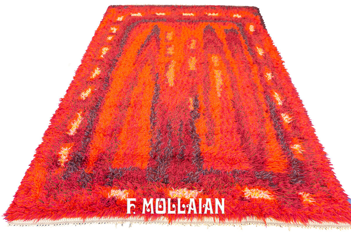 Tapis Rya Suédois Couleur Rouge n°:187274
