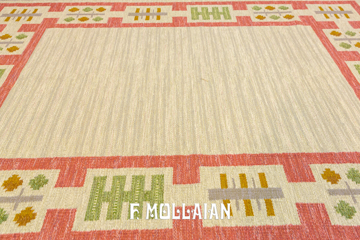 Tapis Scandinave Kilim Rollakan Beige/Rose n°:244398