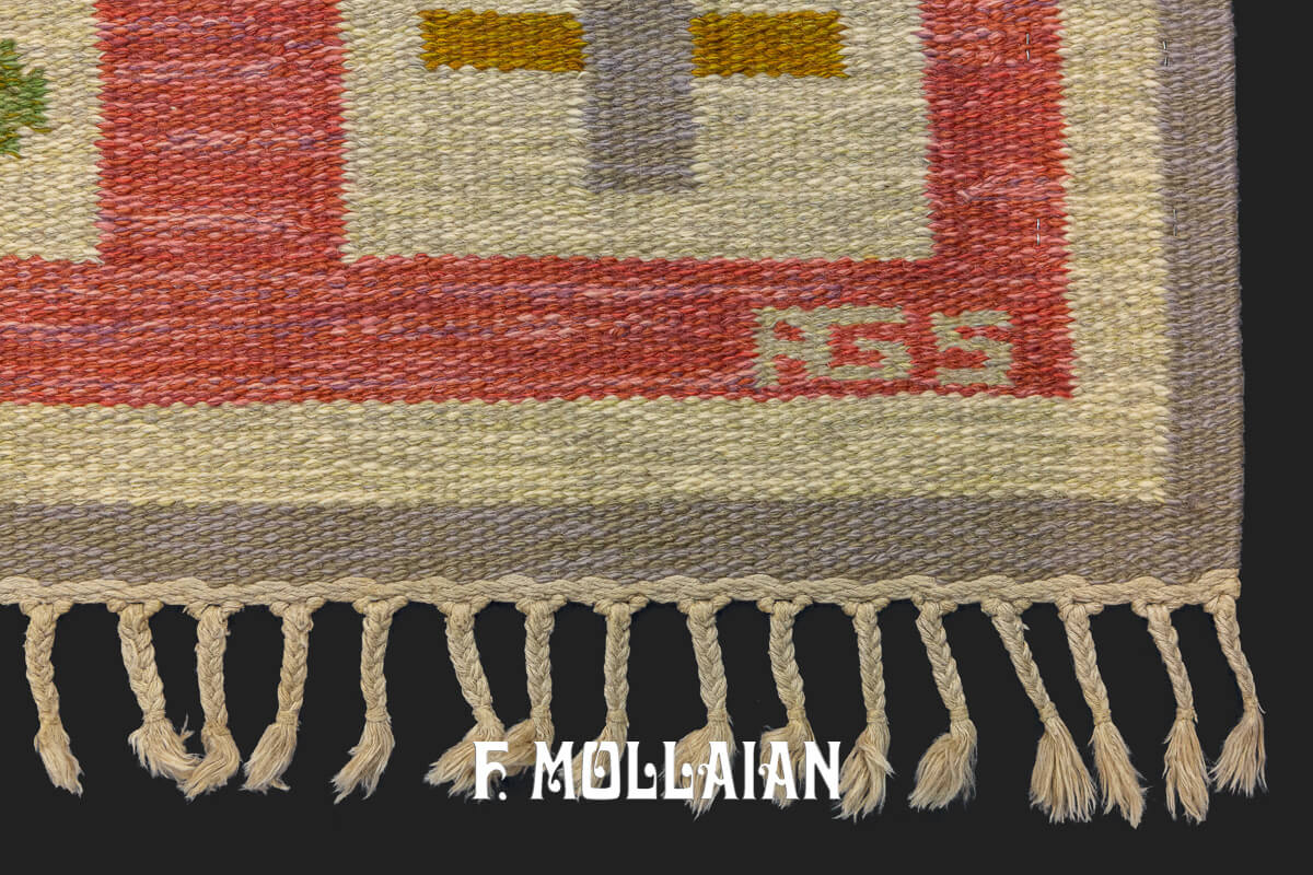Tapis Scandinave Kilim Rollakan Beige/Rose n°:244398