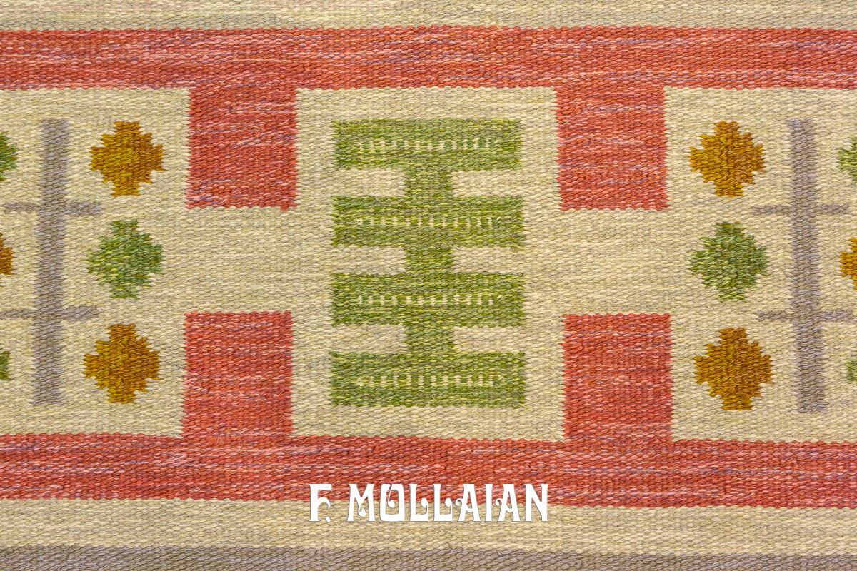 Tapis Scandinave Kilim Rollakan Beige/Rose n°:244398