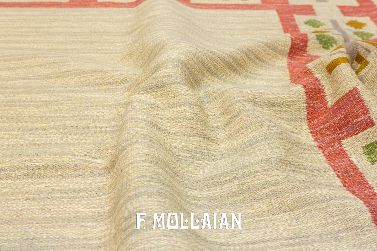 Tapis Scandinave Kilim Rollakan Beige/Rose n°:244398