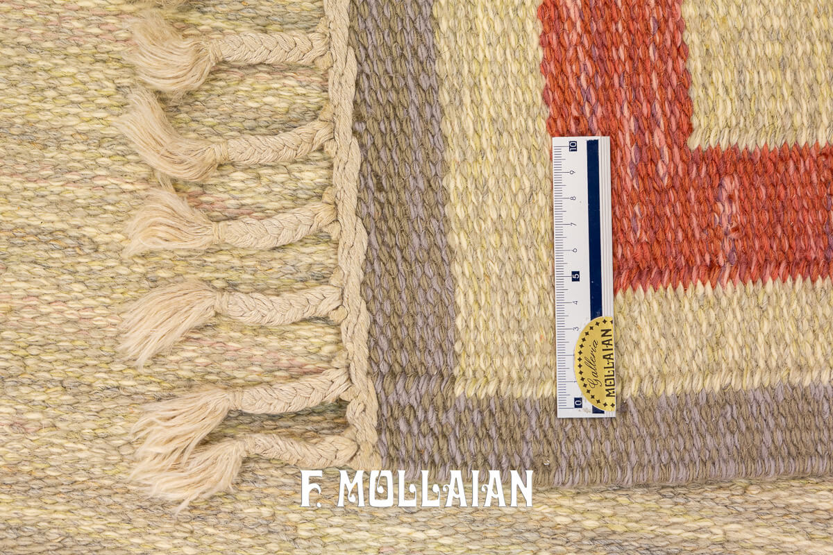 Tapis Scandinave Kilim Rollakan Beige/Rose n°:244398