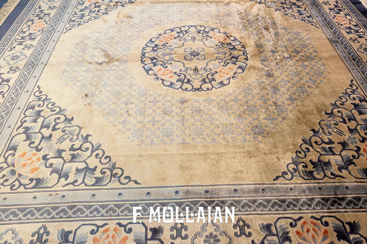 Tapis Antique Soie Chinois Beige/Crème n°:445705