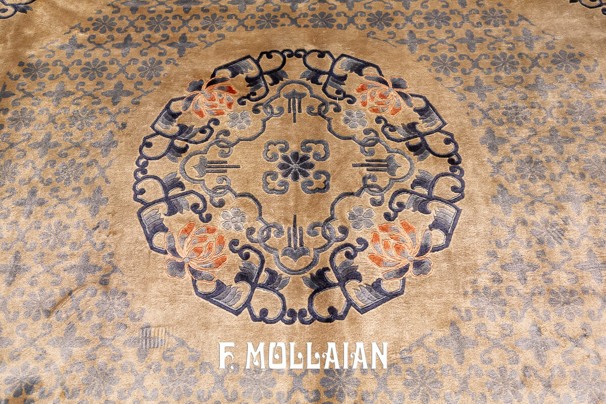 Tapis Antique Soie Chinois Beige/Crème n°:445705