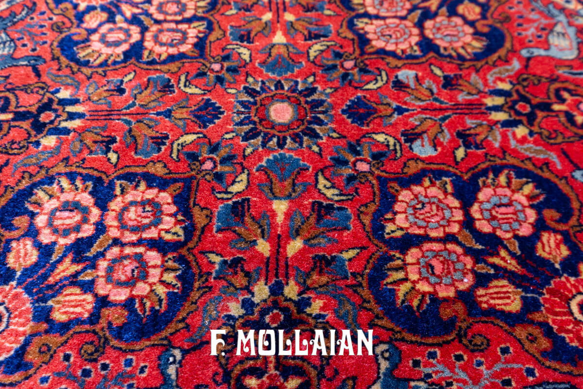 Kashan Manchester Rug Round Rust/Red Color n°:478625