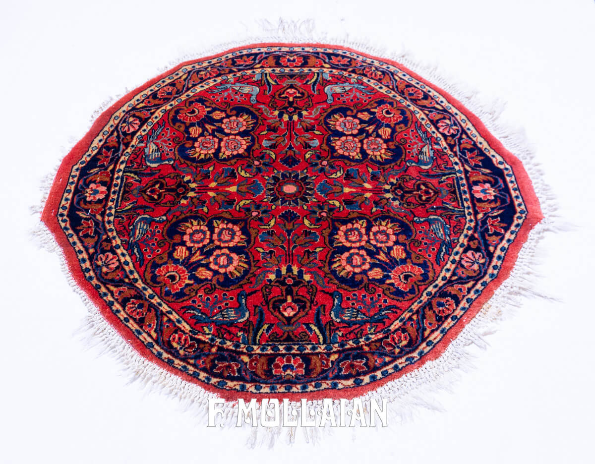 Kashan Manchester Rug Round Rust/Red Color n°:478625