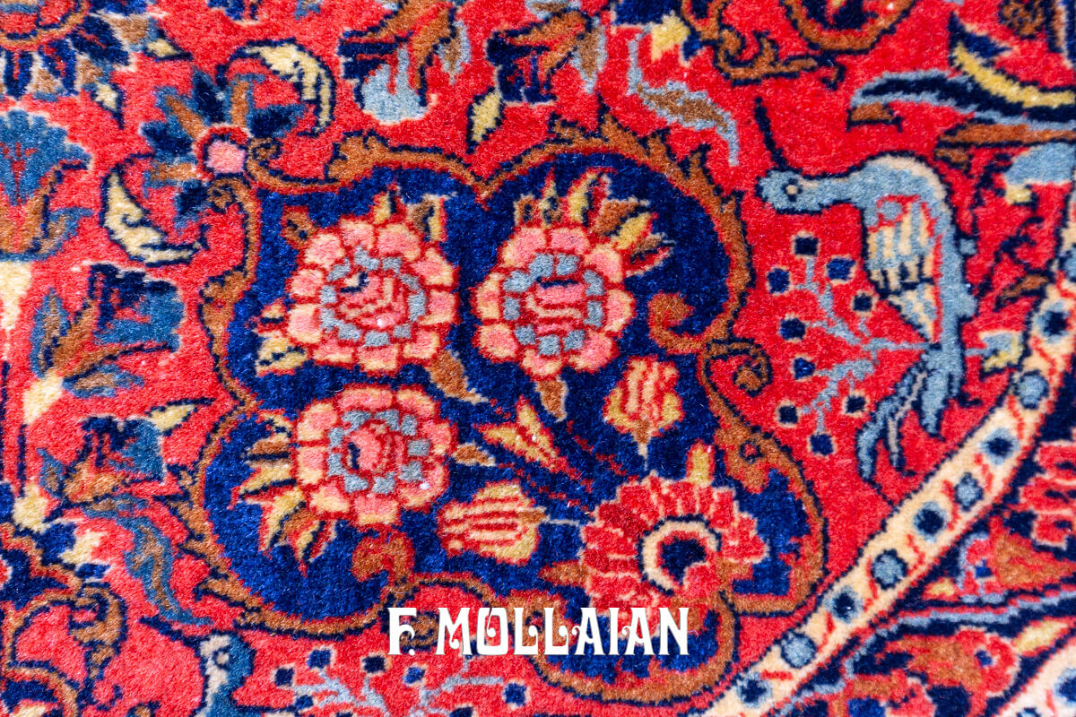 Kashan Manchester Rug Round Rust/Red Color n°:478625